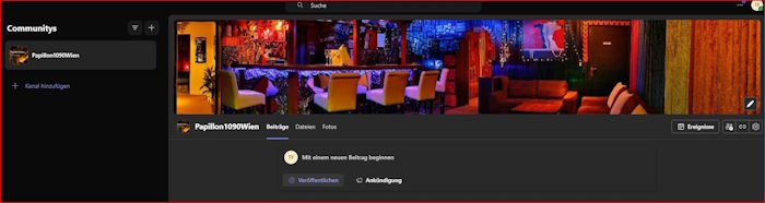 Papillon Chatgruppe bei Teams vom Swingerclub Papillon Sauna in 1090 Wien